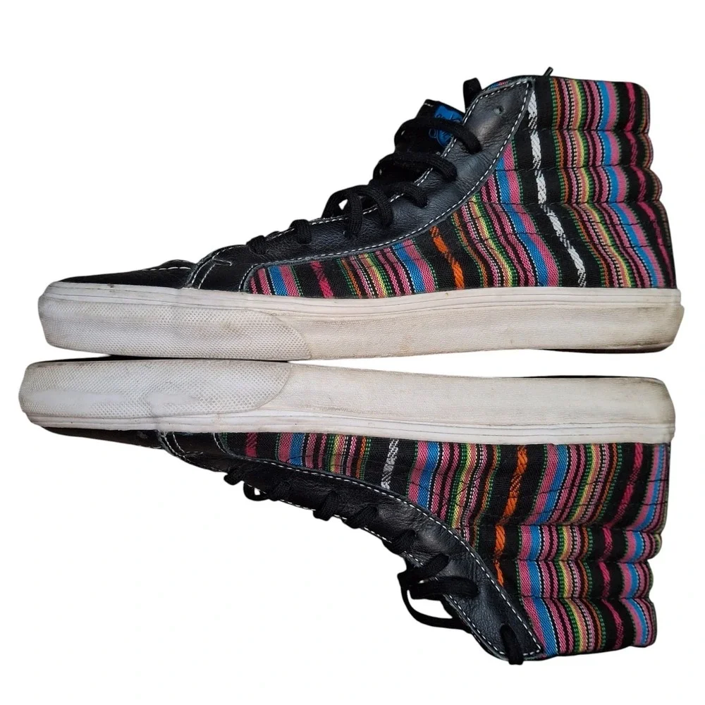Vans Sk8-Hi Shoes Mens Size 9 High Top Skateboard Fabric Leather Casual Sneakers